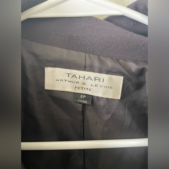 Tahari ASL black petite button up pea coat with tie and collar - Picture 2 of 3